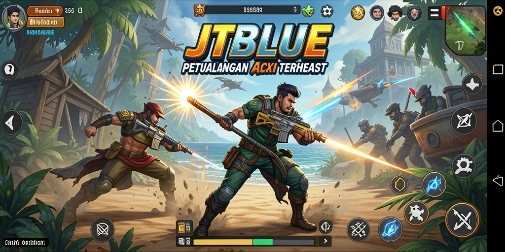 Tampilan gameplay JTBLUE yang mendebarkan dan menantang.