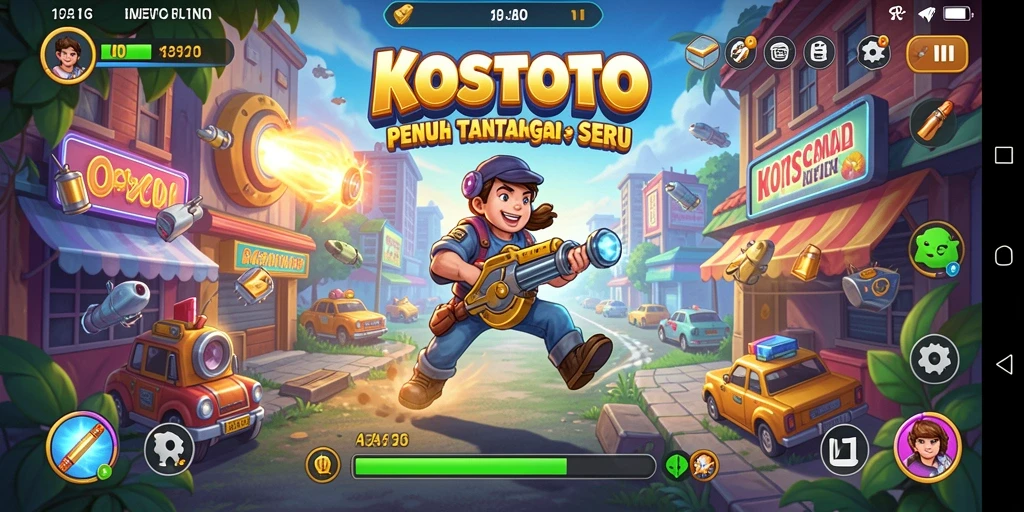 Tampilan menarik dari gameplay KOSTOTO di dalam permainan arcade.